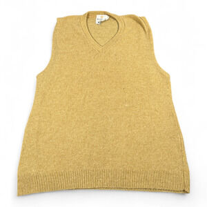 Vintage Lord Clayton Sweater Vest Adult SMALL Brown Lambswool Knit Preppy 70s